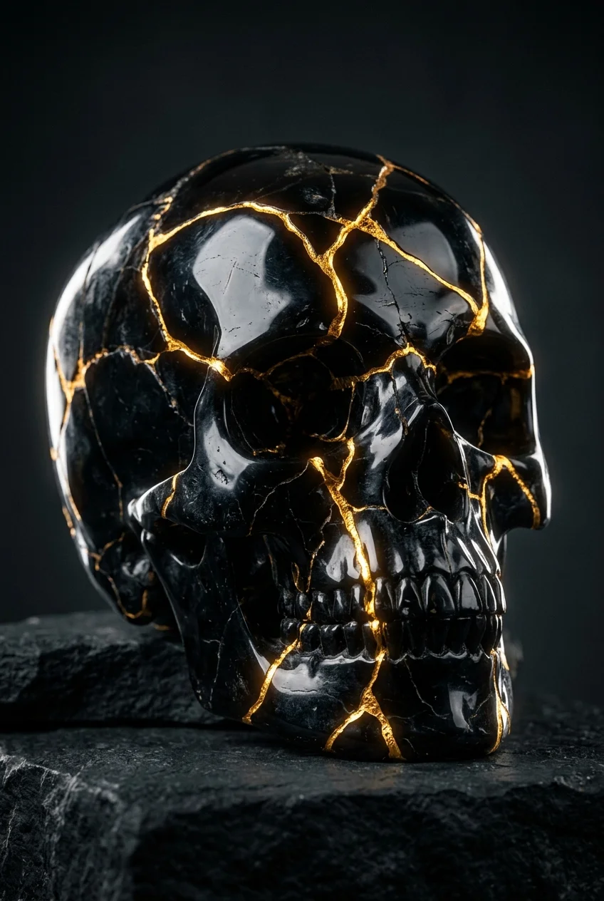 The Obsidian & Gold Kintsugi Skull